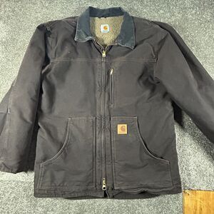Carhartt Canvas Jacket Mens Medium Dark Brown Sherpa Lined Work C61 DKB